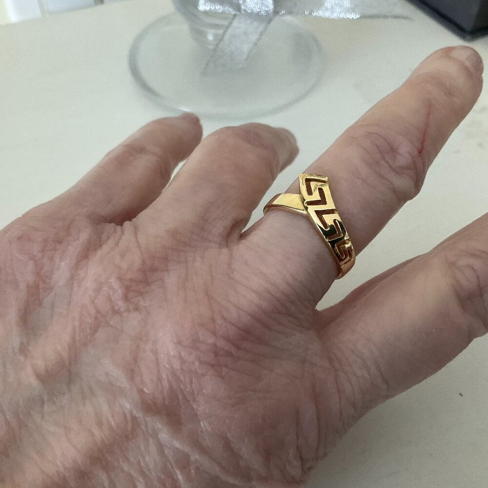 14k solid gold Greek style ring very unique